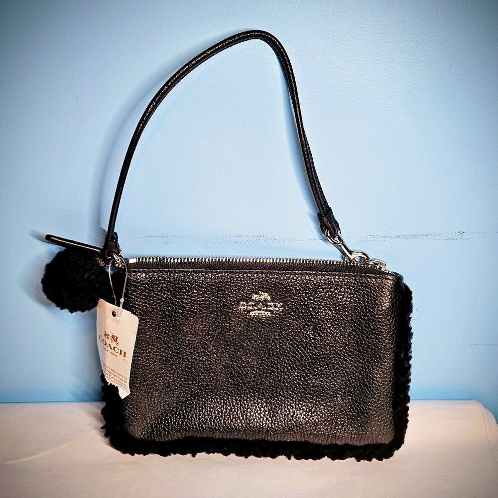 Coach Nolita Shearling Trim Wristlet - Picture 4 of 11
